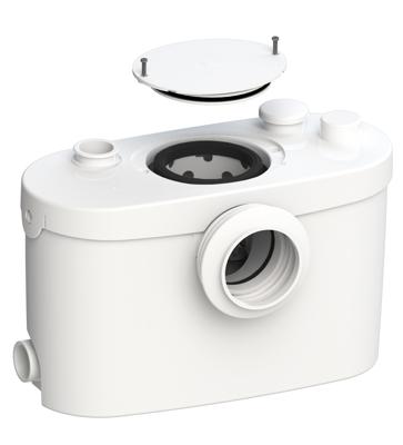 Sanibroyeur Sanipro fecalienvermaler Sanipro Silence voor WC, wastafel of fontein bidet en of douche 413x180x263mm inlaatzijde 1xDN100+3xDN40 wit