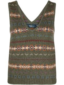 Polo Ralph Lauren pull en maille Fair Isle à design sans manches - Vert