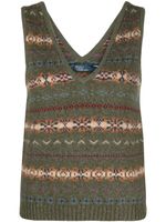 Polo Ralph Lauren pull en maille Fair Isle à design sans manches - Vert - thumbnail