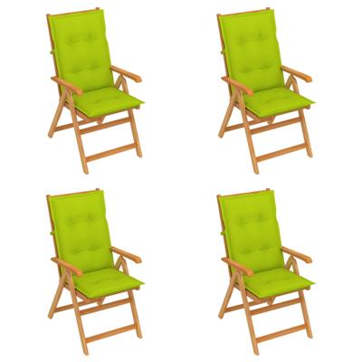 vidaXL Tuinstoelen 4 st met heldergroene kussens massief teakhout vidaXL Tuinstoelen 4 st met heldergroene kussens massief teakhout