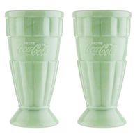 Coca-Cola jadeiet Glazen Malt / Milkshake Beker 0,5 Liter, Set van 2, Groen