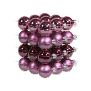 Kleine kerstballen - 36x st - cherry roze - D4 cm - glas - kerstversiering