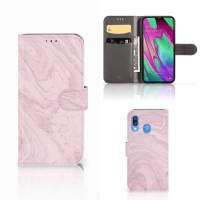 Samsung Galaxy A40 Bookcase Marble Pink - Origineel Cadeau Vriendin Samsung Galaxy A40 Bookcase Marble Pink - Origineel Cadeau Vriendin
