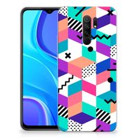 Xiaomi Redmi 9 TPU Hoesje Blokken Kleurrijk - thumbnail