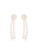 Sophie Bille Brahe boucles d'oreilles Promenade de Fleur en or 14ct à perles - Blanc