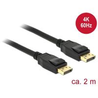 Delock 83806 DisplayPort-kabel DisplayPort Aansluitkabel DisplayPort-stekker, DisplayPort-stekker 2.00 m Zwart Vergulde steekcontacten - thumbnail