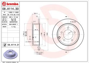 Remschijf BREMBO, Remschijftype: Massief, u.a. für Dodge, Chrysler, Jeep