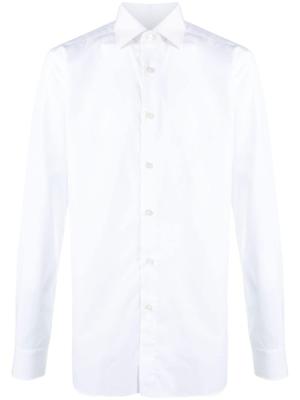 Xacus Katoenen overhemd met gespreide kraag - Wit