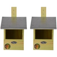 2x Vogelhuisjes/nestkastjes voor grote roodborst 33.3 cm - thumbnail