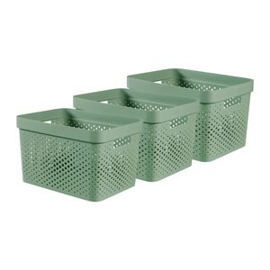 Curver Infinity Recycled Dots Opbergbox - 17L - 3 stuks - Groen