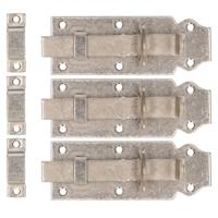 Deltafix schuifslot/hangslotschuif - 3x - 12 x 4.5cm - RVS - deur - schutting - hek