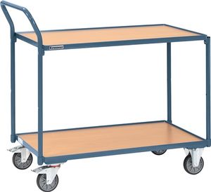 Promat Tafelwagen | 2 laadvlakken L850xB500mm | duifblauw, RAL 5014 drgverm.300 kg | schuifbeugel verticaal - 9000444128 9000444128