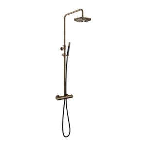 Hotbath Cobber thermostatische regendoucheset met 20cm ronde hoofddouche staafhanddouche messing verouderd SDS9AB