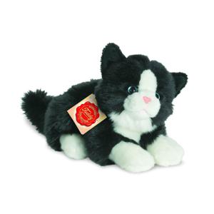 Knuffeldier kat/poes - zachte pluche stof - premium kwaliteit knuffels - zwart/wit - 20 cm