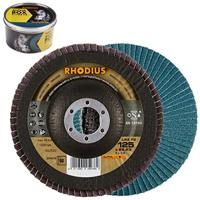 RHODIUS INOX lamellenslijpschijven LSZ F2 BOX Ø 115, 125 mm K40 - K80 voor haakse slijpers 5 stuks, Ø 125 mm, Korrelgrootte 60, 1