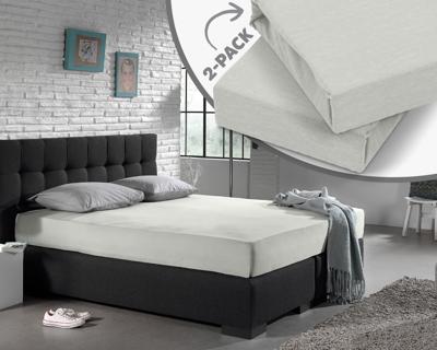 Luna Bedding 2-PACK: Luna Hoeslaken Blended Katoen Kleur: Zilver, 180 x 200 cm