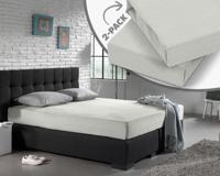 Luna Bedding 2-PACK: Luna Hoeslaken Blended Katoen Kleur: Zilver, 180 x 200 cm
