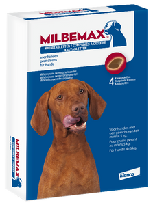 Milbemax ontworming kauwtablet hond vanaf 5 kilo, 4 tbl