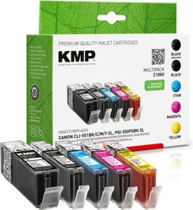 KMP Inktcartridge vervangt Canon PGI-550PGBK XL, CLI-551BK XL, CLI-551C XL, CLI-551M XL, CLI551Y XL Compatibel Combipack Zwart, Foto zwart, Cyaan, Magenta,