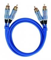 Oehlbach BEAT! Cinch Audio Aansluitkabel [2x Cinch-stekker - 2x Cinch-stekker] 1.00 m Blauw Vergulde steekcontacten