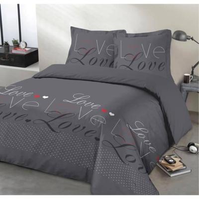 Vision Love-dekbedset - 100% Katoen - 1 Dekbedovertrek 240 X 260 Cm + 2 Kussenslopen 65 X 65 Cm - Houtskoolgrijs