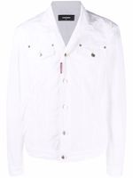 DSQUARED2 veste boutonnée à patch logo - Blanc - thumbnail