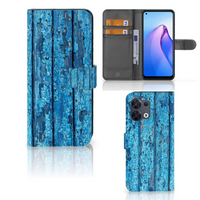 OPPO Reno8 Book Style Case Wood Blue - thumbnail