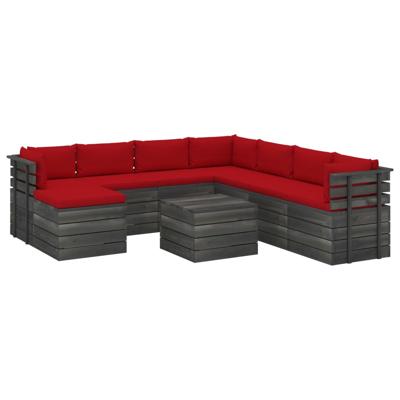 vidaXL 9-delige Loungeset pallet met kussens massief grenenhout