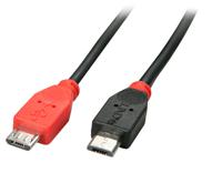 LINDY USB-kabel USB 2.0 USB-micro-B stekker, USB-micro-B stekker 1.00 m Zwart Met OTG-functie 31759