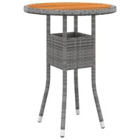 Tuintafel 60x75 cm acaciahout en poly rattan grijs - thumbnail