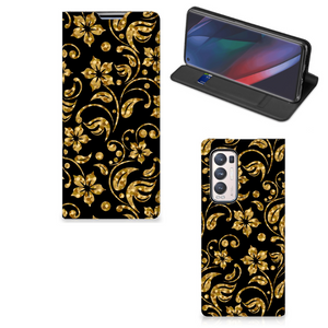 OPPO Find X3 Neo Smart Cover Gouden Bloemen