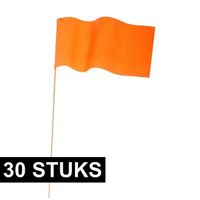 30x Oranje papieren zwaaivlaggetjes - thumbnail