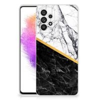 Samsung Galaxy A73 5G TPU Siliconen Hoesje Marmer Wit Zwart - Origineel Cadeau Man - thumbnail