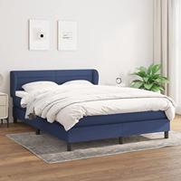 vidaXL Boxspring met matras stof blauw 140x190 cm, bed, boxspringbed, tweepersoonsbed, slaapmeubel, boxspring bed, bed met matras, bedframe, ledikant