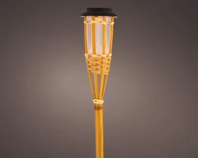 Decoris Led solar fakkel bamboe 54 cm Naturel 1 l flm