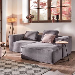 Kave Home Loungebank Blok Rib, 240cm - Velvet - Grijs