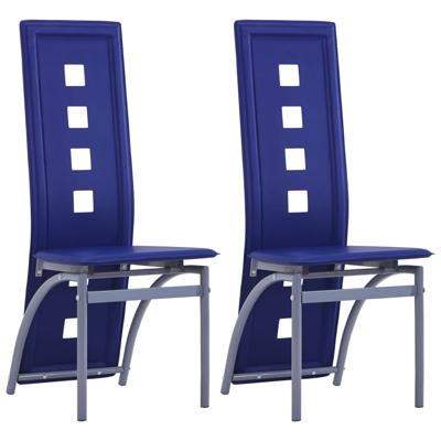 vidaXL Eetkamerstoelen 2 st kunstleer blauw