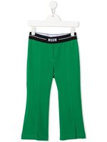 MSGM Kids pantalon évasé à taille à logo - Vert