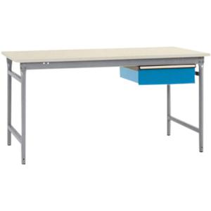 Manuflex BB5257.9006 Compleet bijzettafel basis stationair met kunststof plaat + enkele lade, bxdxh: 1500 x 800 x 780 mm Aluminium-zilver