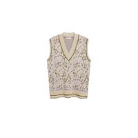 Mango gebreide spencer beige in bloemdessin