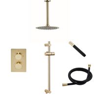 Saniclear Brass Pro inbouw regendouche met 20cm hoofddouche, plafondarm en glijstang geborsteld messing