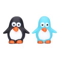 Pinguin/badeendjes - rubber - 2 stuks - zwart en blauw - 6 cm - bad speelgoed - thumbnail