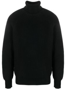 Lardini pull nervuré en laine à col roulé - Noir