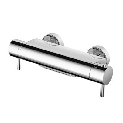 Badkraan Hotbath Buddy 15cm Hartafstand Thermostatisch Opbouw Geborsteld Nikkel 2 Greeps met Waterval