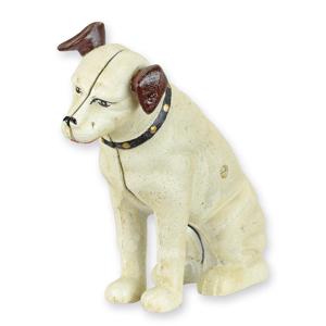 A CAST IRON NIPPER DOG BANK