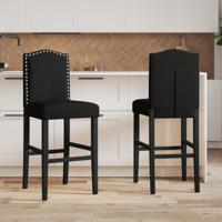 Barstoelen 2 st massief rubberhout en stof - thumbnail