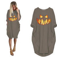 Crew Neck Loose Halloween Casual Dress