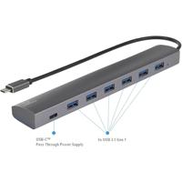 Renkforce USB 3.1 Gen 1-hub 6 + 1 poorten Met Pass-Through stroomaansluiting, Met aluminium behuizing Zilver - thumbnail