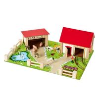 Eichhorn 100004309 - Houten boerderij met accessoires, speelbord, 36 x 51 cm, 20-delig, vanaf 3 jaar