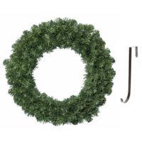 Groene kerstkrans / dennenkrans 60 cm 200 takken kerstversiering met ijzeren hanger